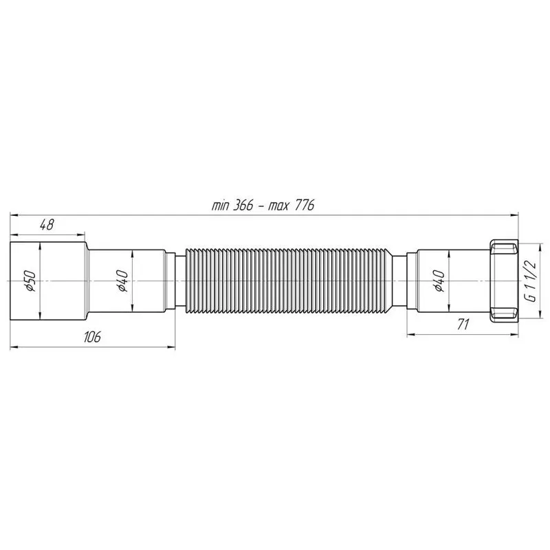 Elastīga šļūtene izlietnei Ani Plast K106VDEU