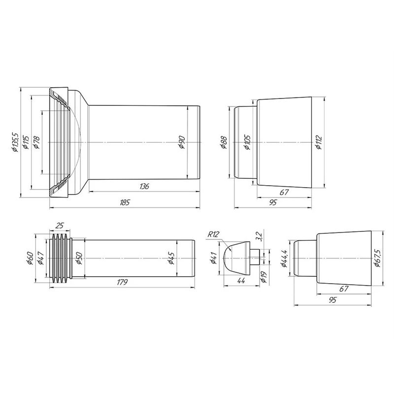 Slēpts tualetes rezerves daļu komplekts