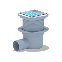 Dušas traps ar sauso ieliktni, flīzējams, 10×10 cm, regulējams.