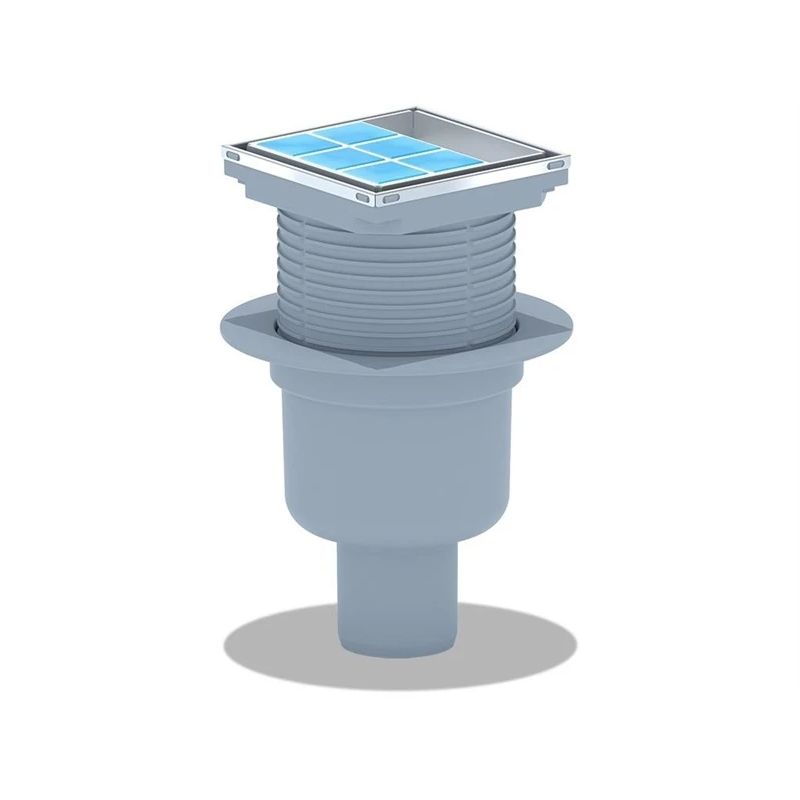 Dušas traps ar sauso ieliktni, flīzējams, 10×10 cm, regulējams.