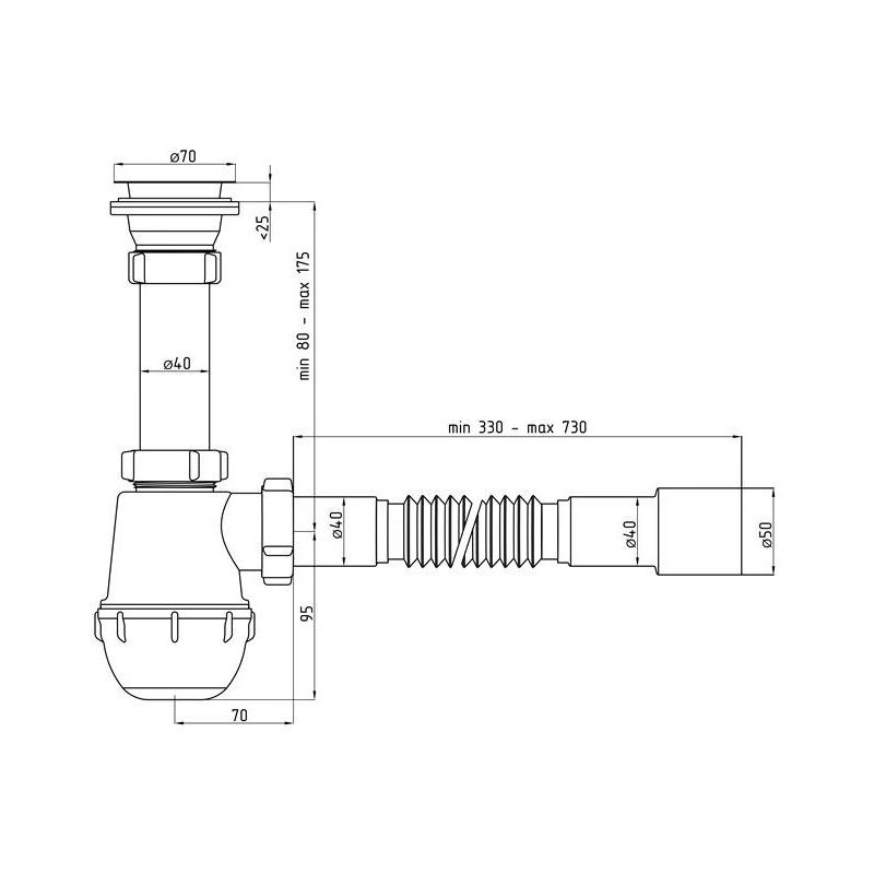Sifons Ani Plast A0115. 40 mm