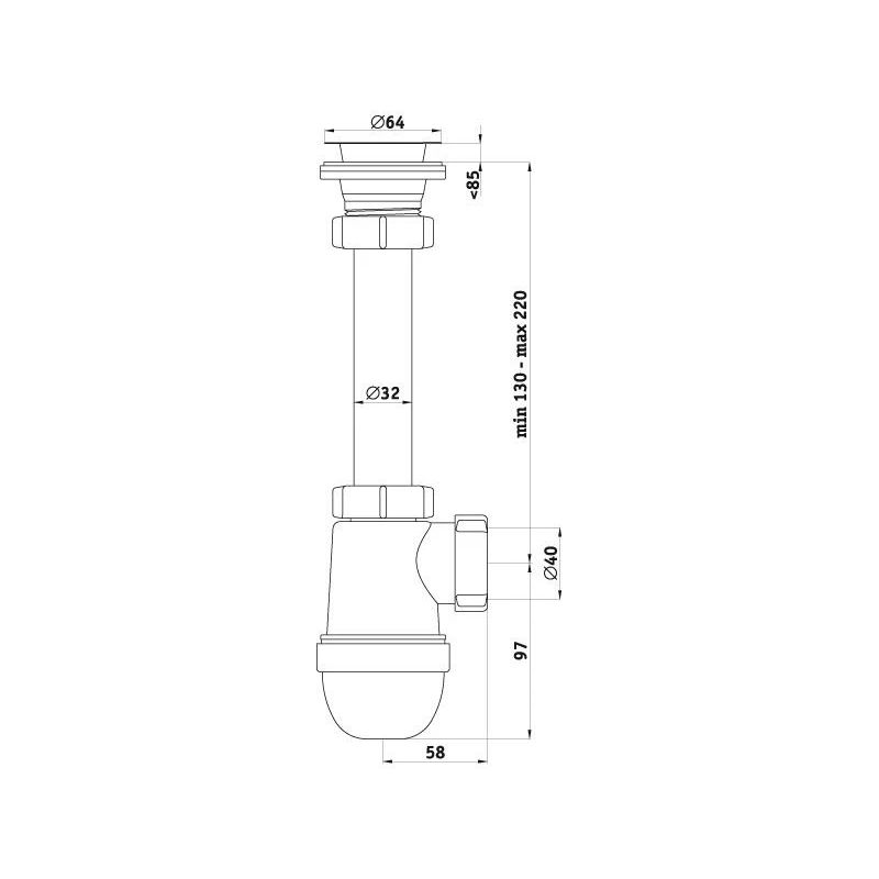 Sifons izlietnei c1000 1-4 ar ventili