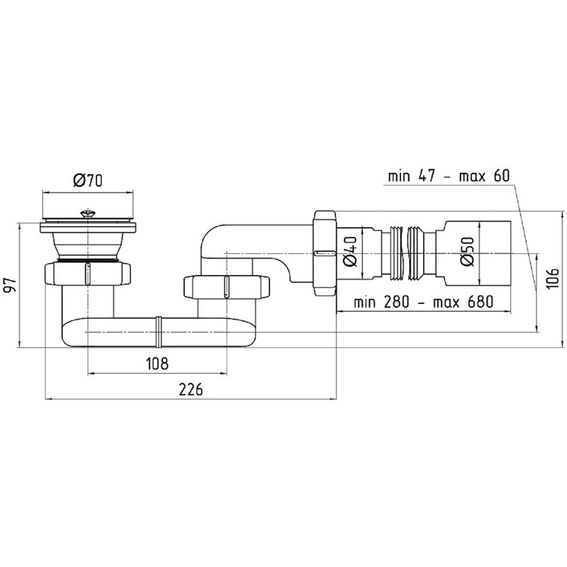 Sifons dušai e016vdeu taisna caur.