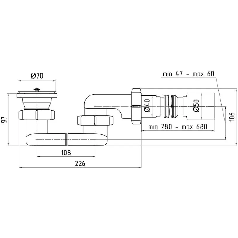 Сифон для душевого поддона Ani Plast, 50 мм