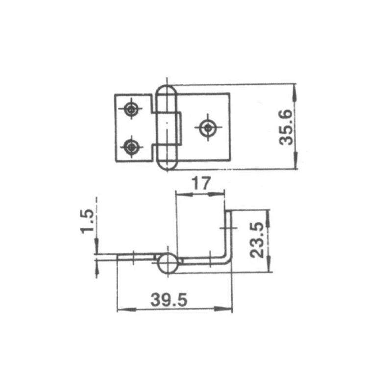 Mēbeļu eņģe F2-38. 42 x 30 x 1 mm