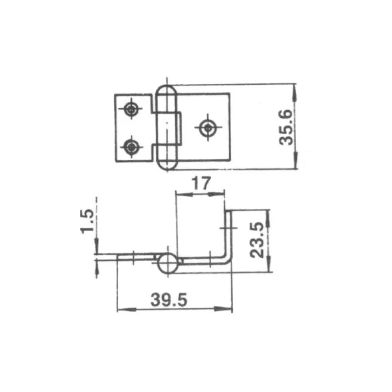 Eņģes mēbeļu durvīm F2-38, 4.2 cm, 0.1 cm, sudraba krās.