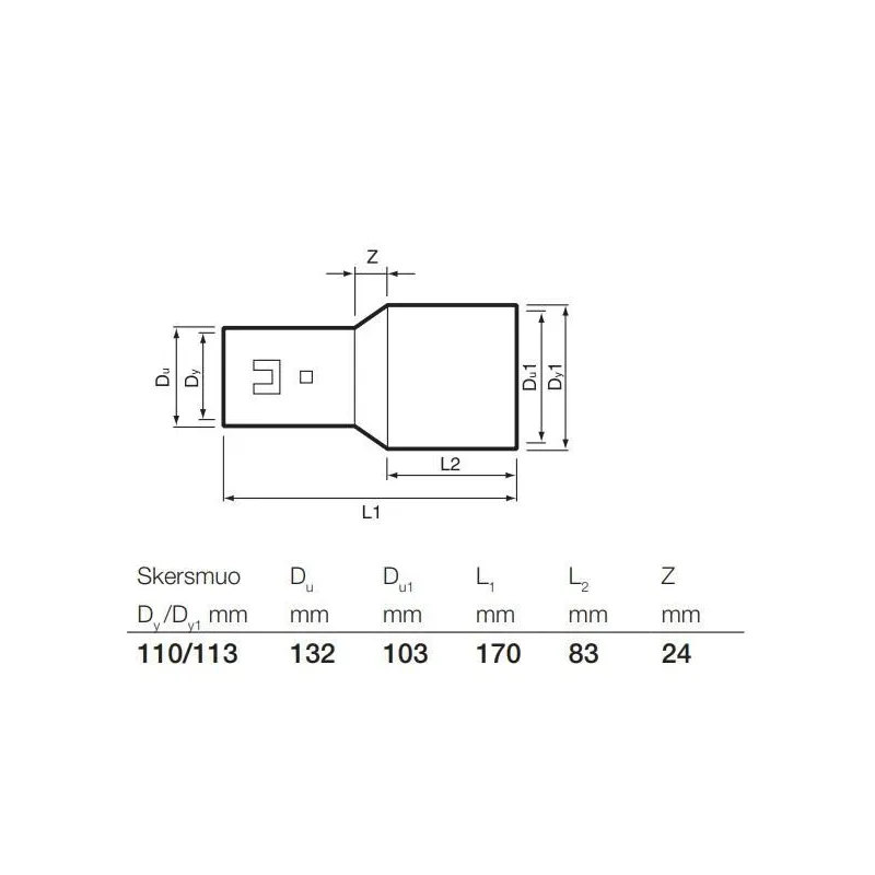 Savienojums drenāžas caurulēm Wavin, 110x113 mm