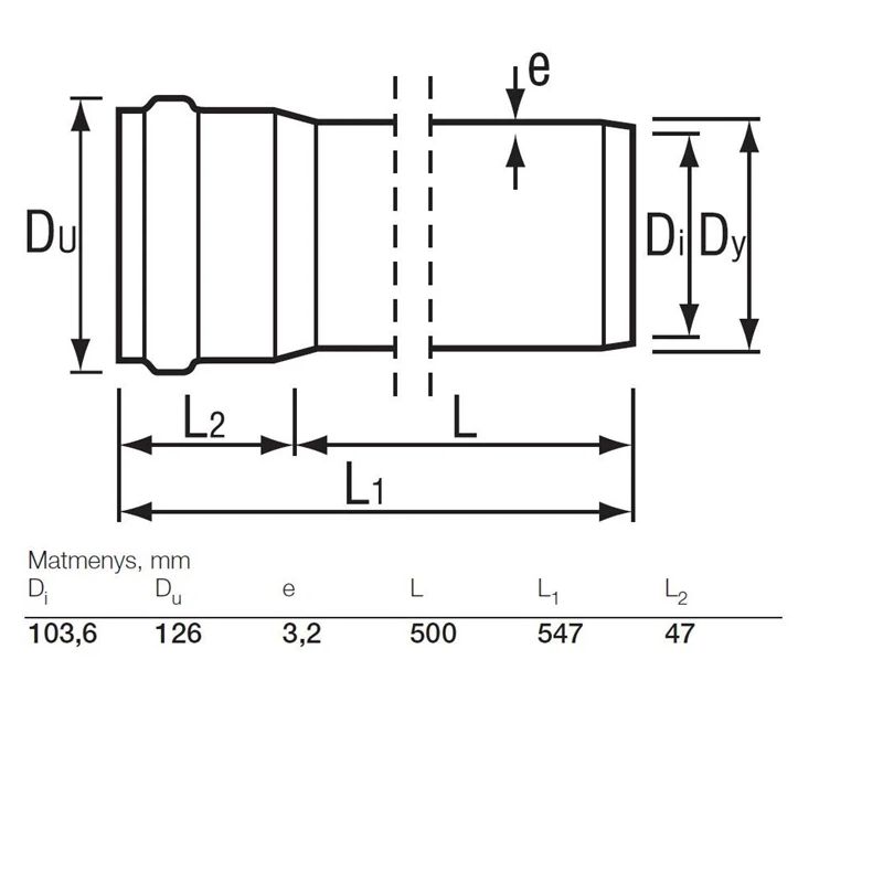 Āra kanalizācijas caurule Wavin SN4 D110x500mm. PVC