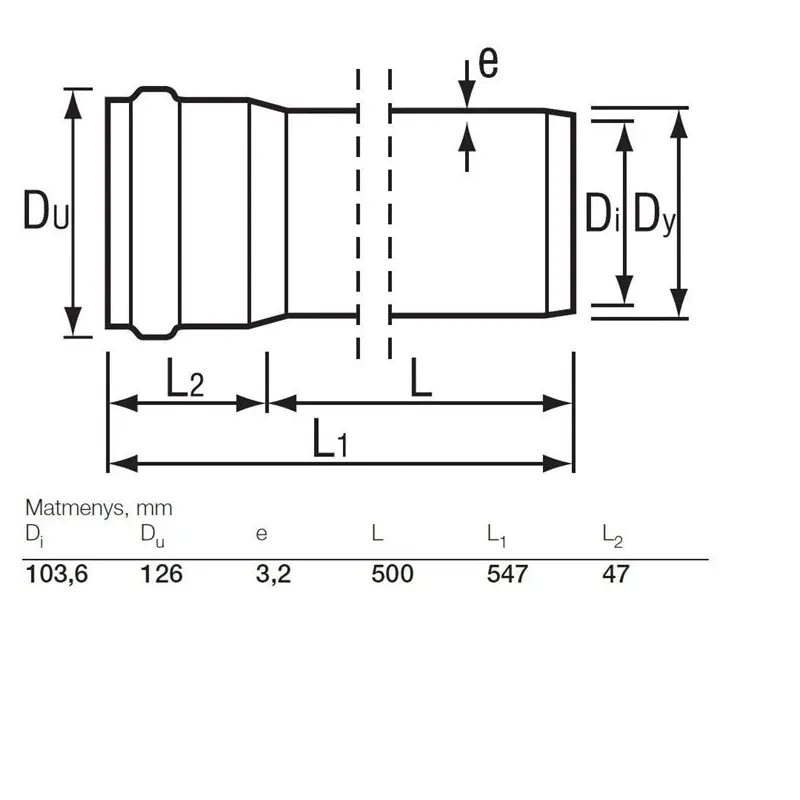 Āra kanalizācijas caurule Wavin SN4 D110x500mm. PVC