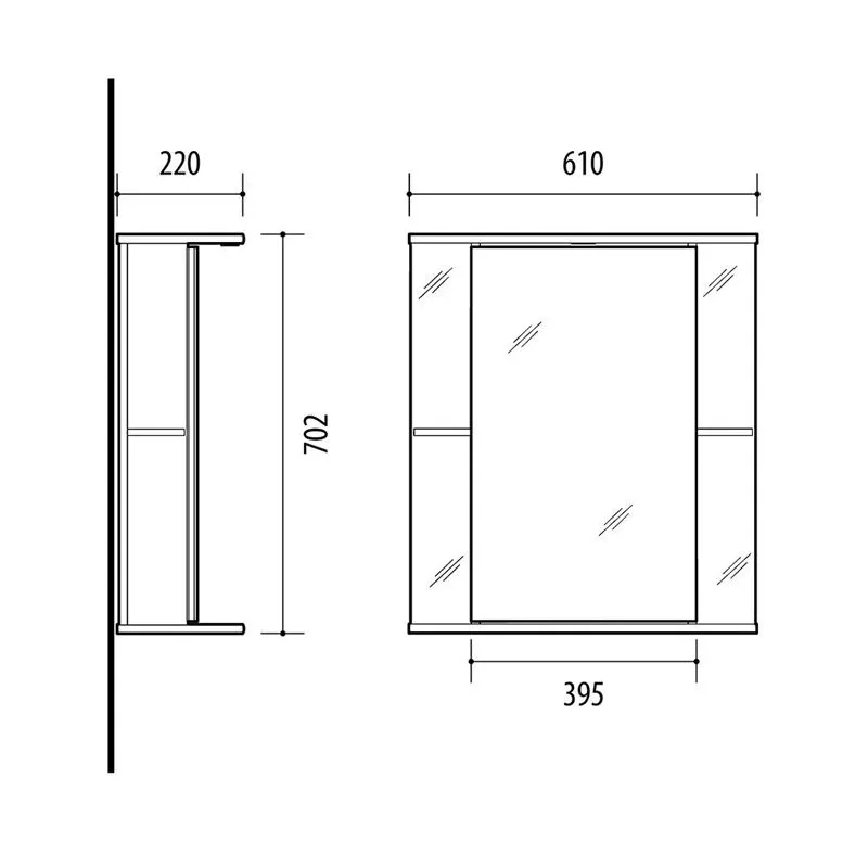 Piekarināms vannas istabas skapis ar spoguli Riva SV61, balta krās., 22 cm x 61 cm x 70.2 cm