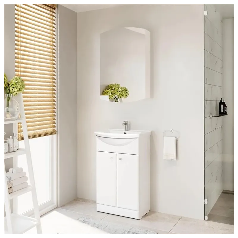 Piekarināms vannas istabas skapis ar spoguli Riva KLV50, balta krās., 16.5 cm x 48.8 cm x 72.7 cm