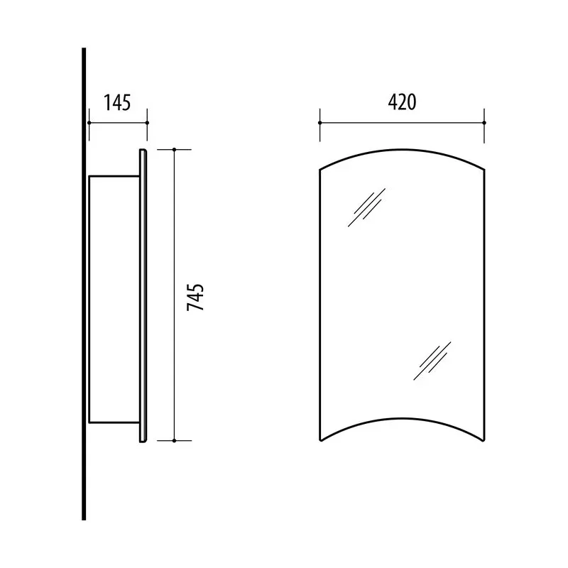 Piekarināms vannas istabas skapis ar spoguli Riva SV42, balta krās., 14.5 cm x 42 cm x 74.5 cm