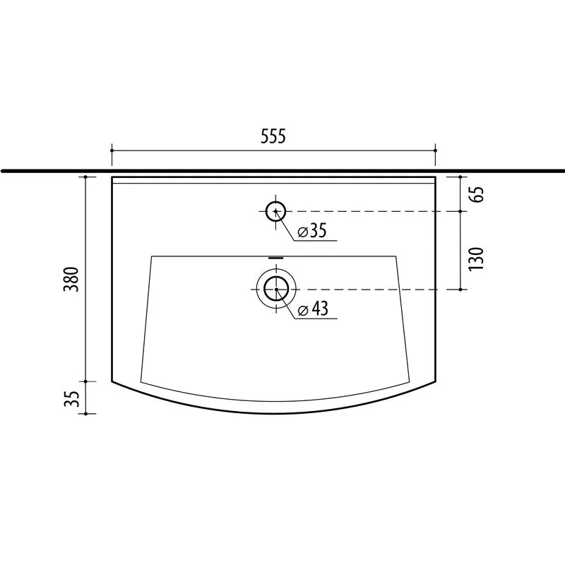 Vannas istabas izlietne Riva Riva Riva55, keramika, 55.5 cm x 41.5 cm x 20.5 cm, balta krās.