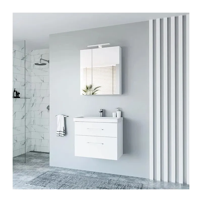 Piekarināms vannas istabas skapis ar spoguli Riva SV61-2, balta krās., 13.5 cm x 60.6 cm x 66.2 cm