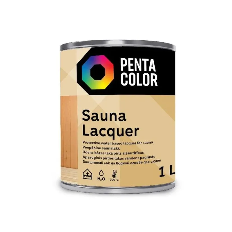 Laka, pus-spīdīgs Pentacolor Sauna, 1 l, Caurspīdīga krās.