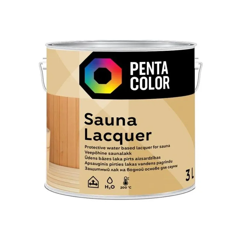 Laka, pus-spīdīgs Pentacolor Sauna, 3 l, Caurspīdīga krās.