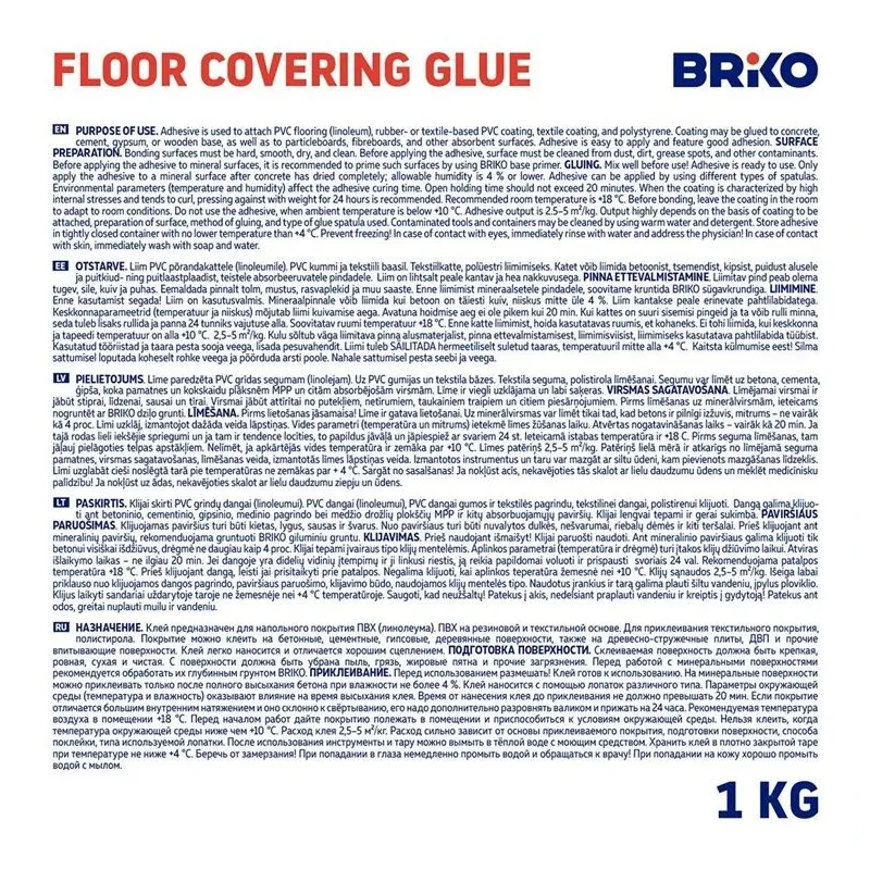 Klijai grindų dangos Briko Cover - Lim, 1 kg, balta sp.