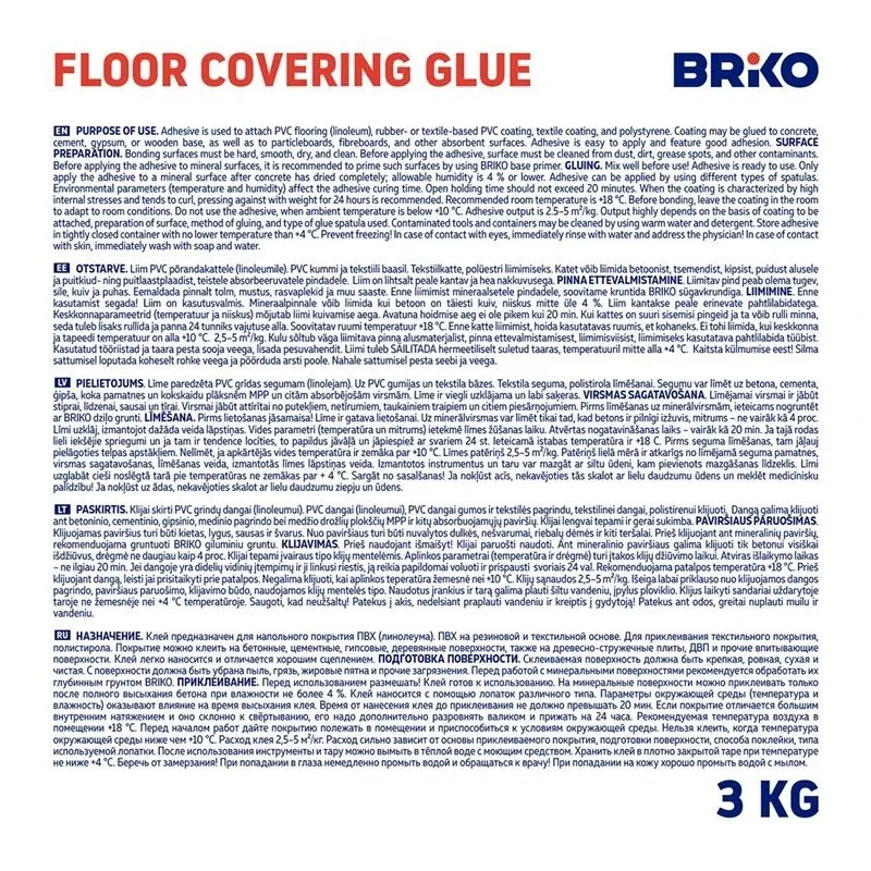 Līme grīdas segumi Briko Cover-Lim, 3 kg, balta krās.