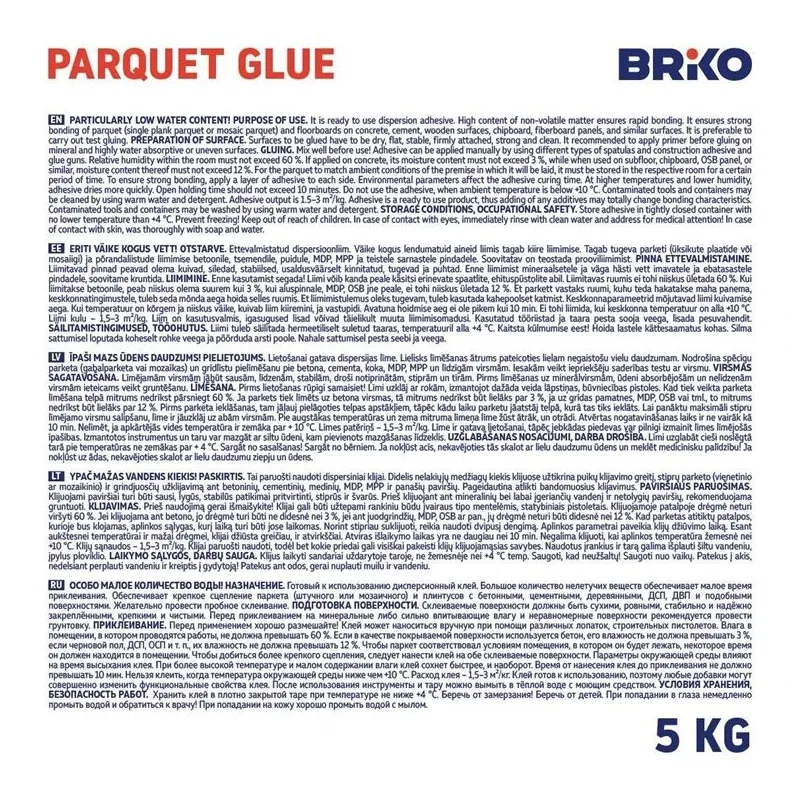 Līme parkets Briko, 5 kg, balta krās.