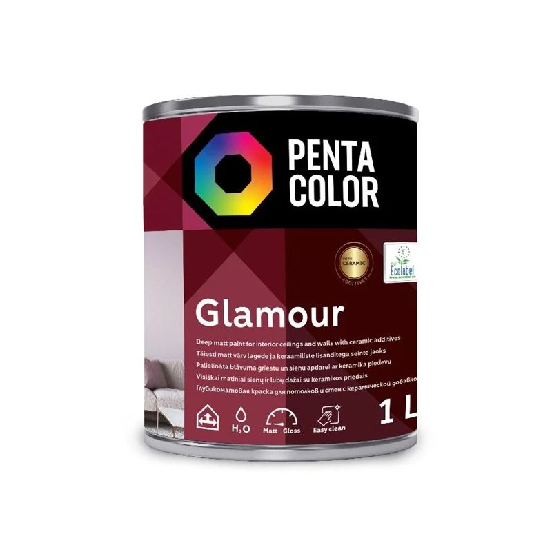 Dispersijas krāsa Pentacolor Glamour. balta. 1 l