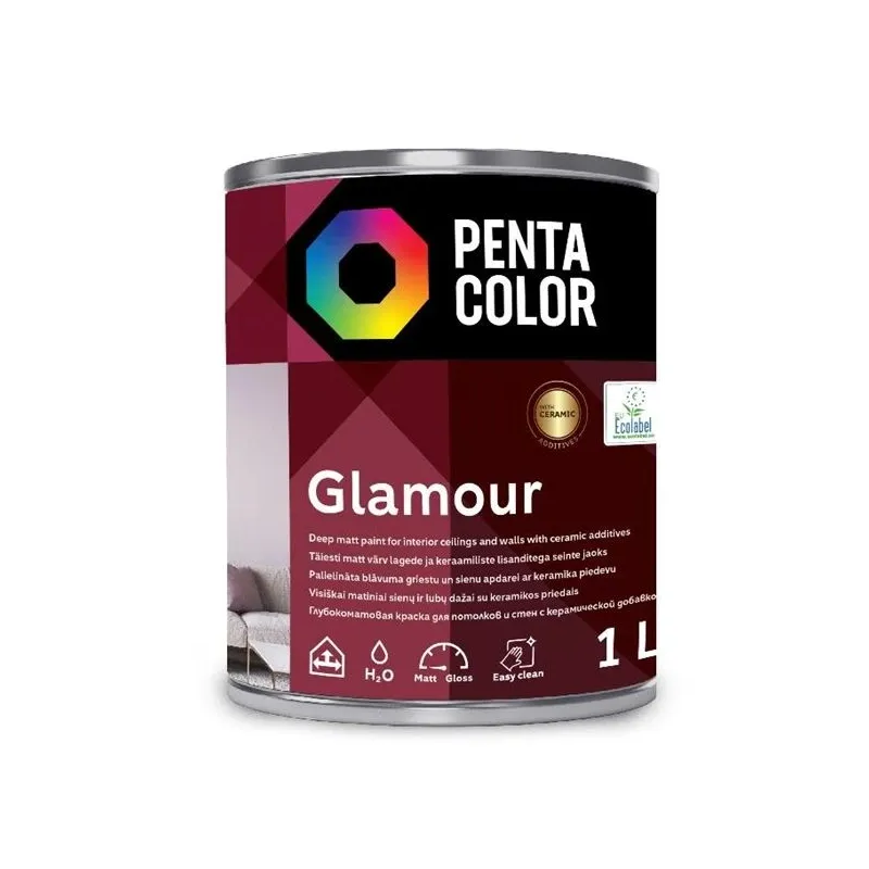 Dispersijas krāsa Pentacolor Glamour, balta krās., 1 l