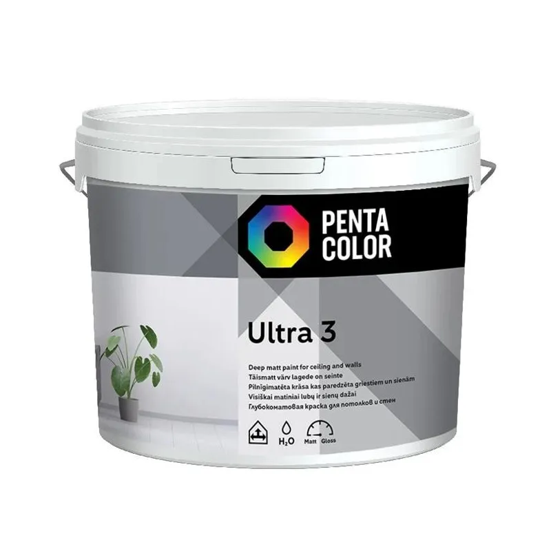 Dispersijas krāsa Pentacolor Ultra 3, balta krās., 5 l
