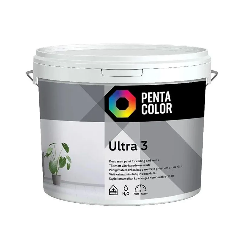 Dispersijas krāsa Pentacolor Ultra 3, balta krās., 10 l