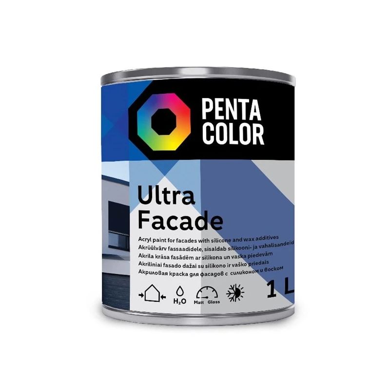 Fasāžu krāsa Pentacolor Ultra Facade. balta. 1 l