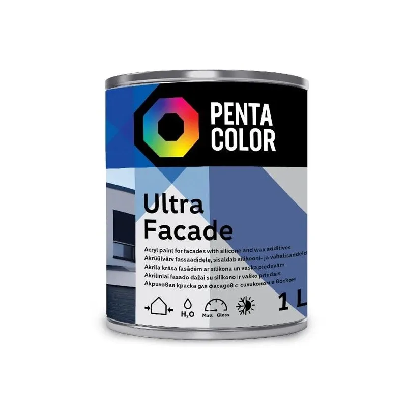 Fasāžu krāsa Pentacolor Ultra Facade, balta krās., 1 l