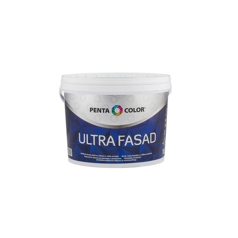 Fasāžu krāsa Pentacolor Ultra Facade. balta. 10 l
