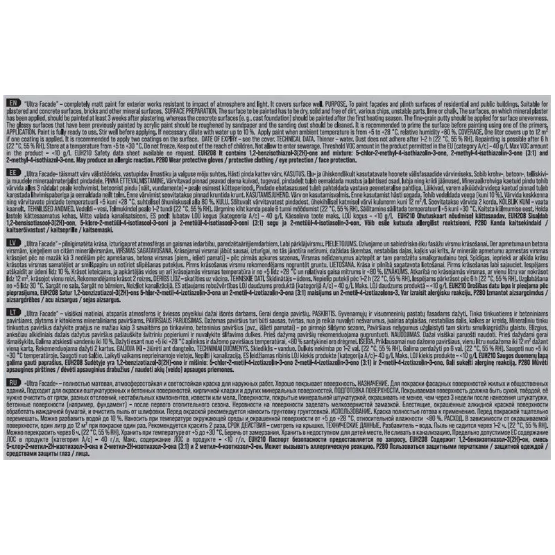 Fassaadivärv Pentacolor Ultra Facade, valge v., 10 l