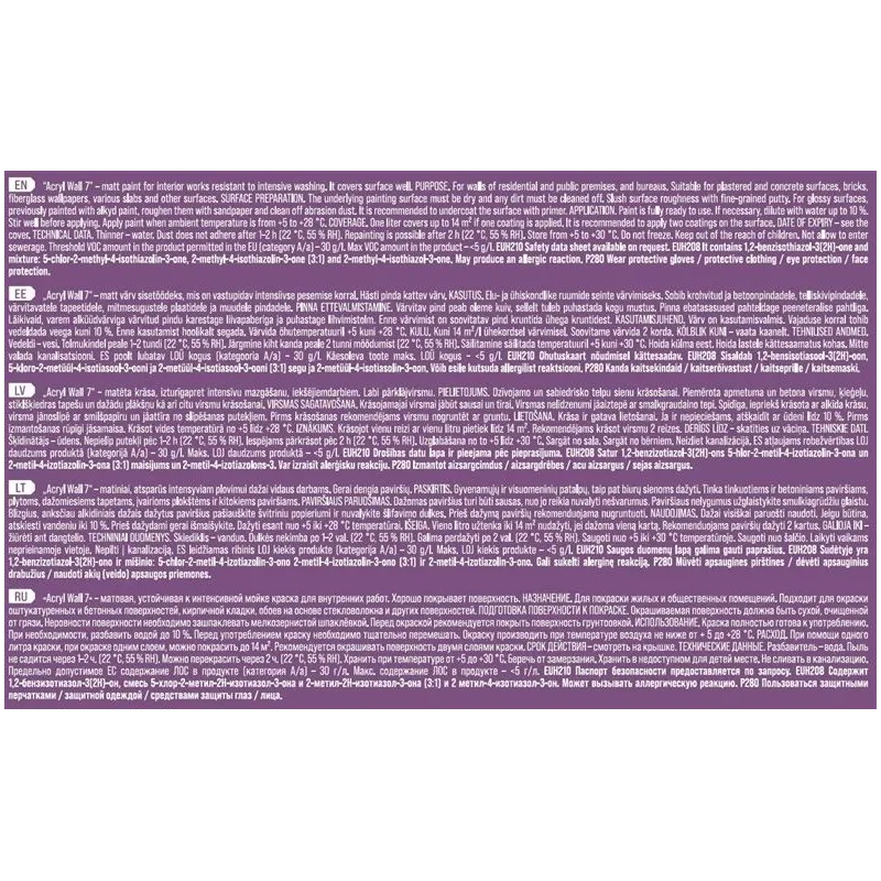 Dispersijas krāsa Pentacolor Acryl 7, balta, 10 l