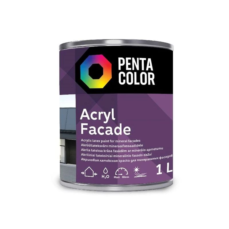 Fasāžu krāsa Pentacolor Acryl Facade. balta. 1 l