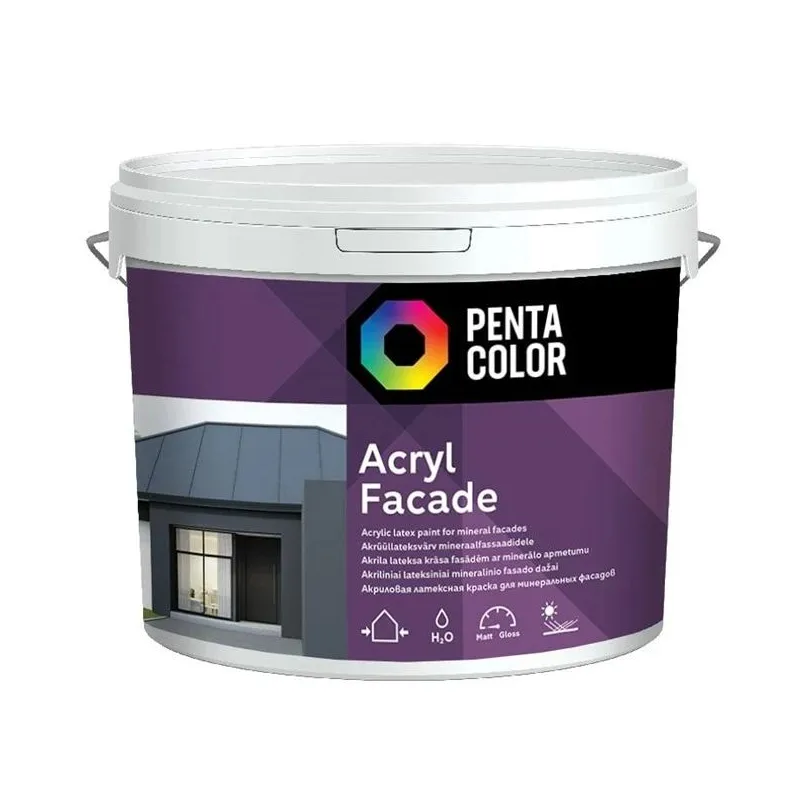 Fasāžu krāsa Pentacolor Acryl Facade, balta krās., 3 l