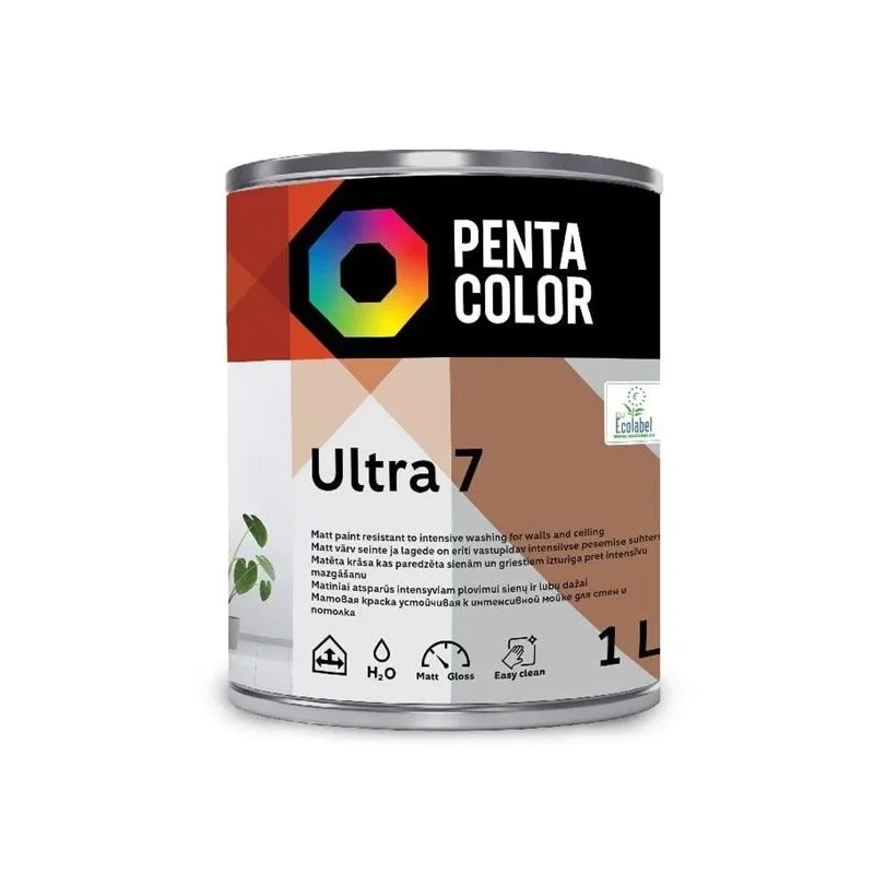 Dispersiniai dažai Pentacolor Ultra 7, balta sp., 1 l