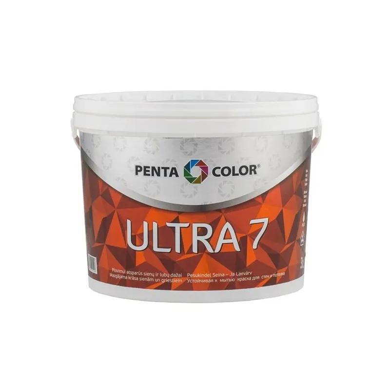Dispersijas krāsa Pentacolor Ultra 7, balta krās., 3 l