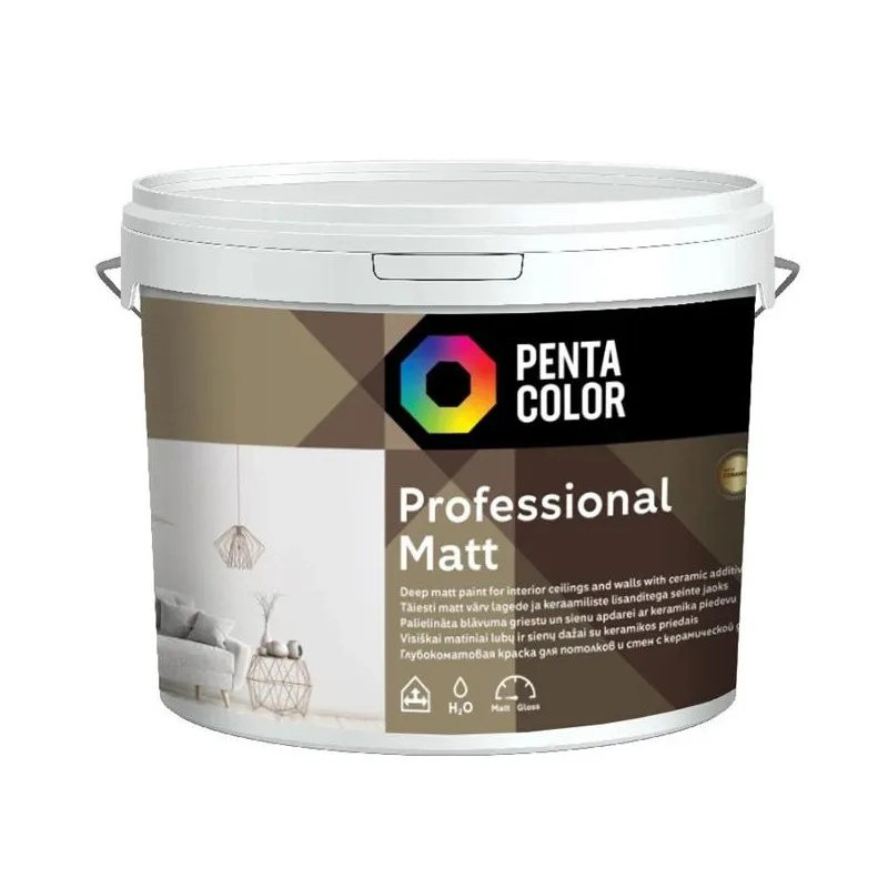 Dispersijas krāsa Pentacolor Professional Matt, balta krās., 5 l