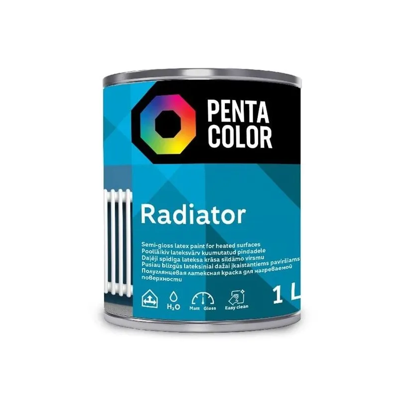 Radiatora krāsa, daudzveidīgs Pentacolor Radiator, balta, 1 l