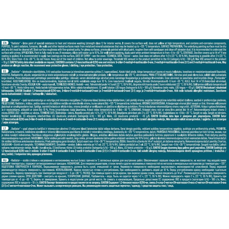 Radiatora krāsa Pentacolor Radiator. balta. 1 l