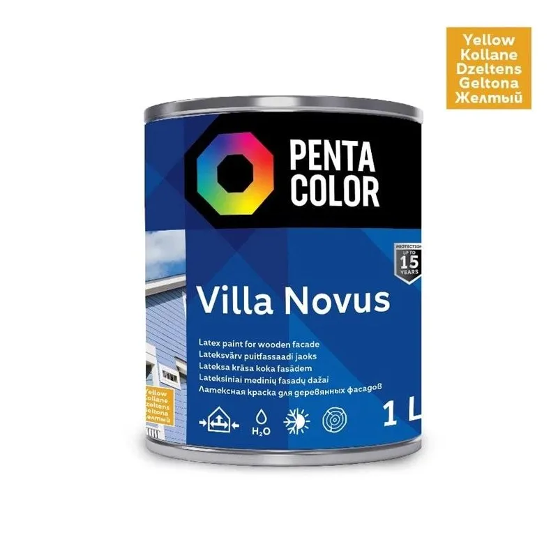 Fasāžu krāsa Pentacolor Villa Novus, dzeltena krās., 1 l