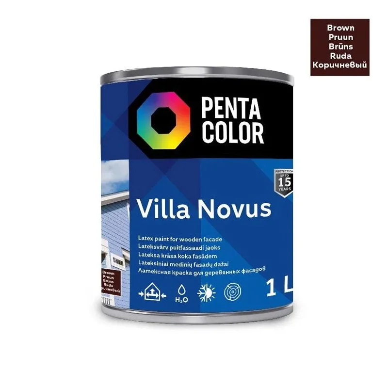 Fasāžu krāsa Pentacolor Villa Novus, brūna krās., 1 l