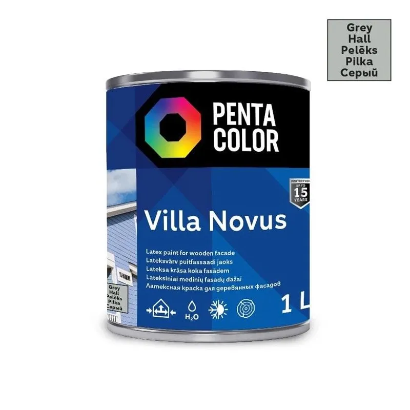 Fasāžu krāsa Pentacolor Villa Novus, pelēka krās., 1 l