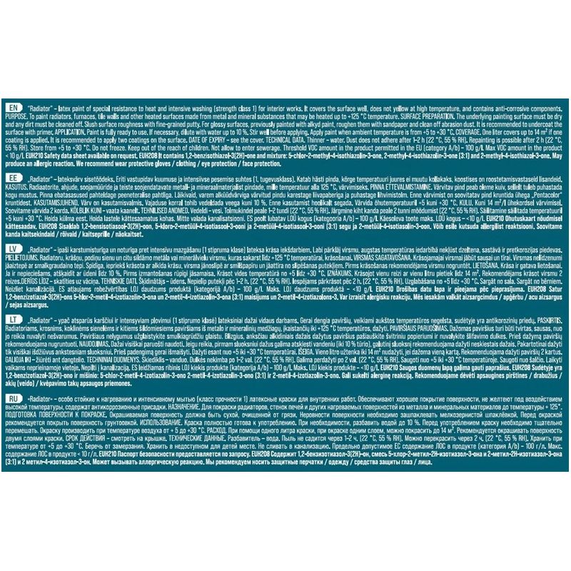 Radiatora krāsas bāze Pentacolor Radiator. 1 l