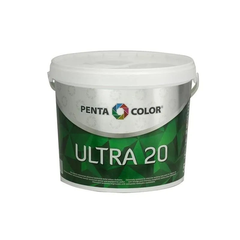 Dispersijas krāsa Pentacolor Ultra 20, balta, 5 l