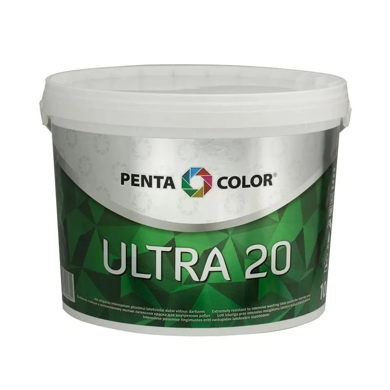 Dispersijas krāsa Pentacolor Ultra 20, balta, 10 l