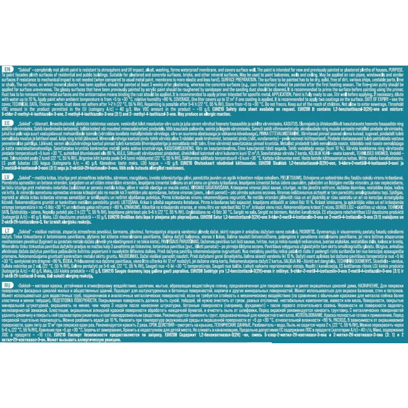 Cokola krāsa Pentacolor Sokkel, balta, 1 l