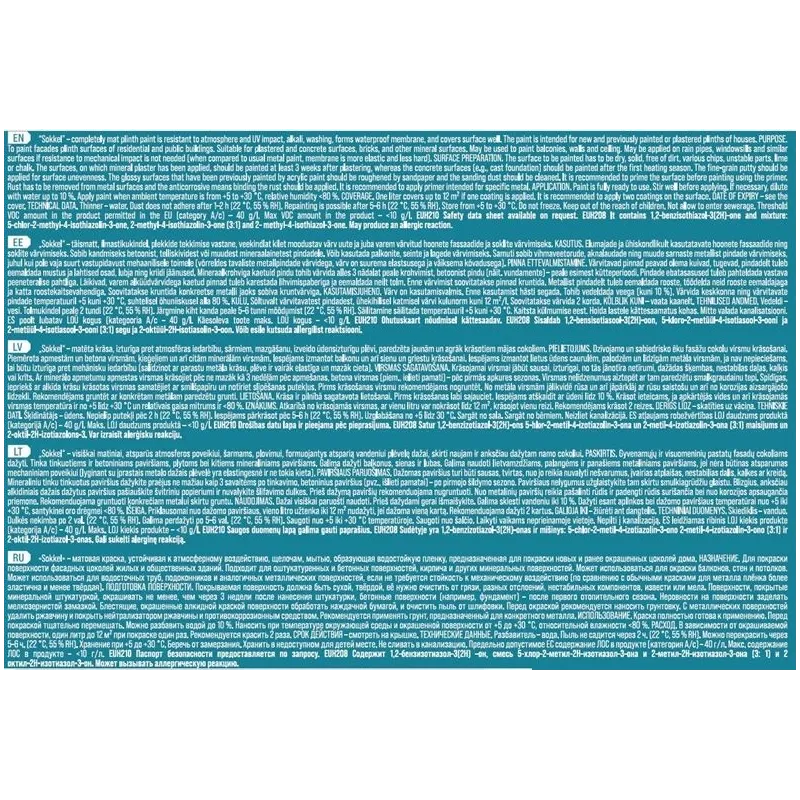 Cokola krāsa Pentacolor Sokkel, balta, 3 l