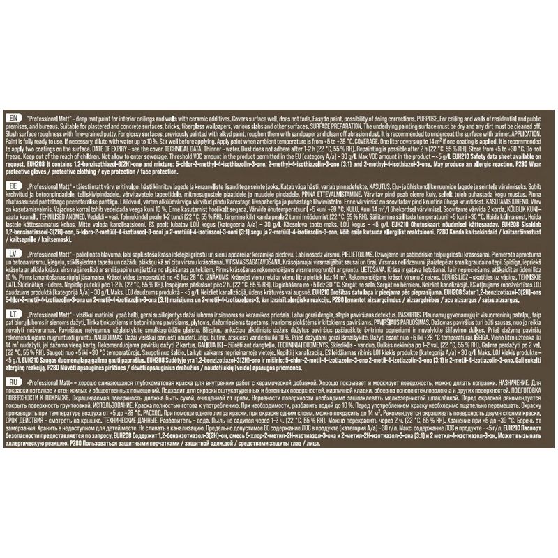 Krāsas pamatne Pentacolor Professional Matt. emulsija. 3 l