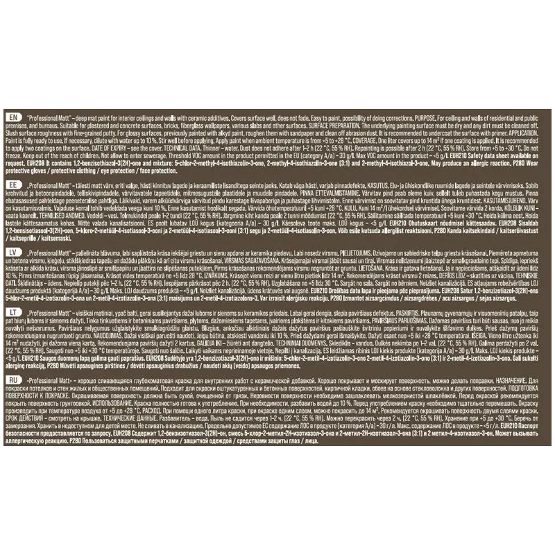 Krāsas pamatne Pentacolor Professional Matt, emulsija, pilnīgi matēta, 3 l