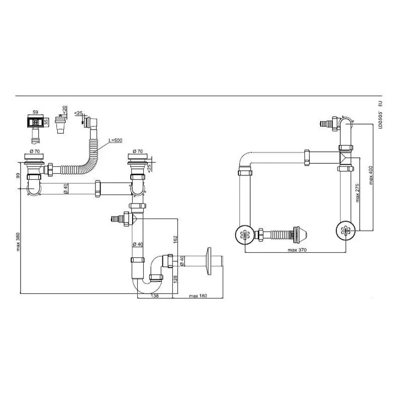 Sifons notekai-veļas mazgājamā mašīna Ani Plast